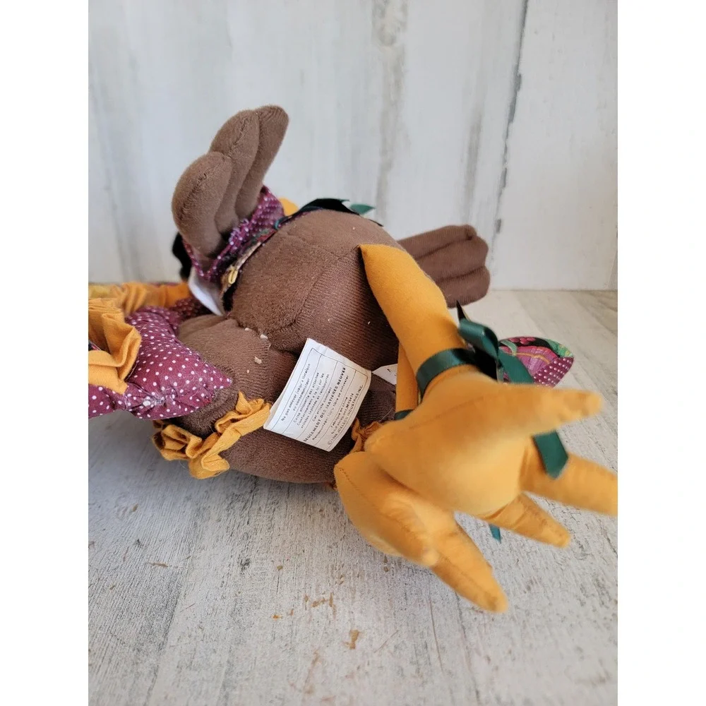 Vintage plush Thanksgiving turkey bird fall unique Pilgrim home decor figure